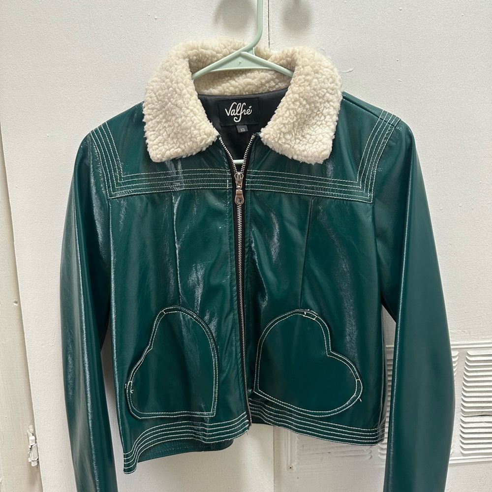 Valfre Teal Jacket with Shearling Collar